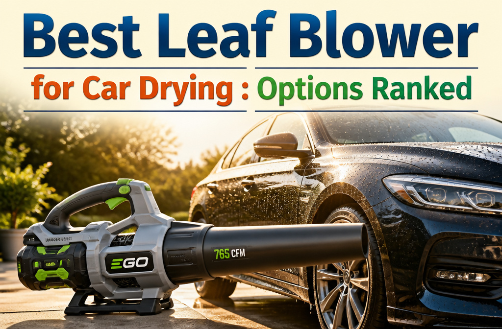 Various leaf blowers arranged in a visually appealing manner.